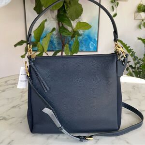 NWT COACH Shay Shoulder Bag Brass Midnight Navy 4609 Leather Suede Crossbody